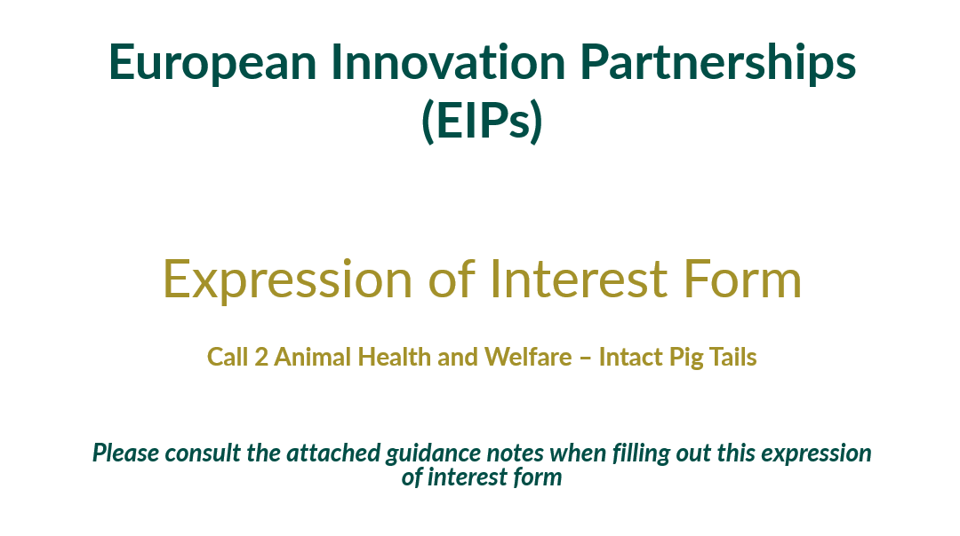 Call 2: Animal Health & Welfare – Intact Pig Tails Application Form