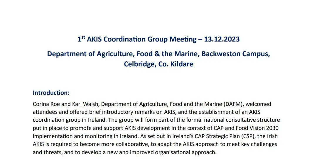 Report of First Meeting of AKIS CG