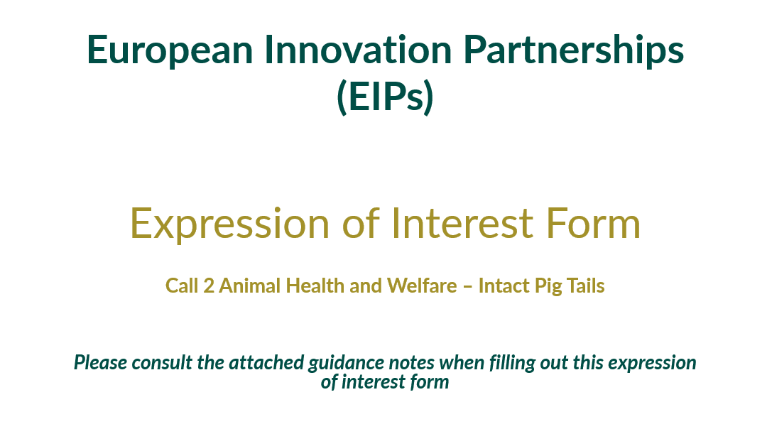 Call 2: Animal Health & Welfare – Intact Pig Tails Application Form