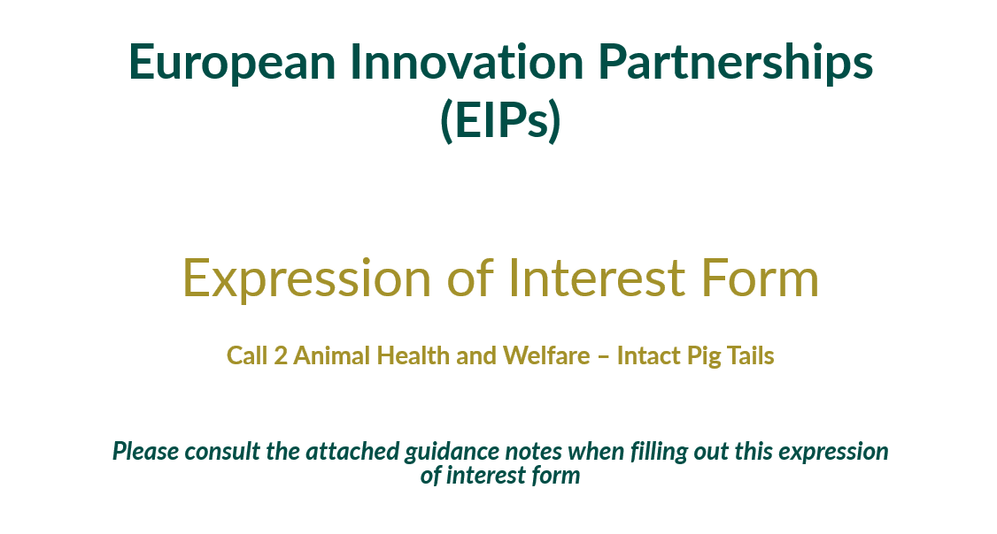 Call 2: Animal Health & Welfare – Intact Pig Tails Application Form