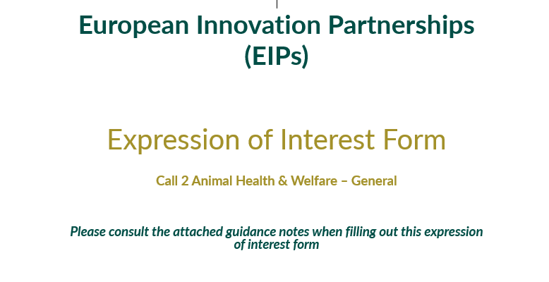 Call 2: Animal Health and Welfare – General Application Form