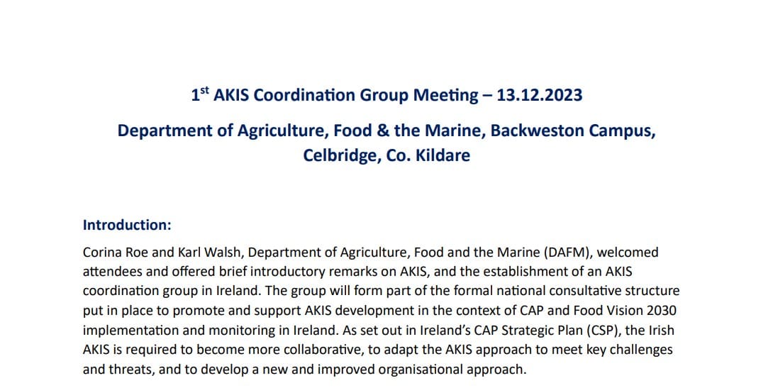 Report of First Meeting of AKIS CG